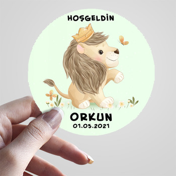 Aslan ile Kelebek Yeşil Fon Temalı Sticker