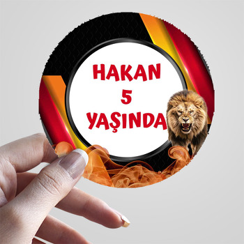 Aslan Sarı Kırmızı Fon Temalı Sticker