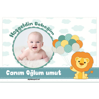 Aslan ve Balon Temalı Bebek Magnet