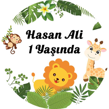 Aslan Zürafa Maymun Ormanda Temalı Sticker