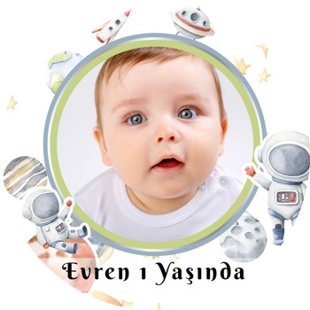 Astronot ile Gezegenler Temalı Sticker