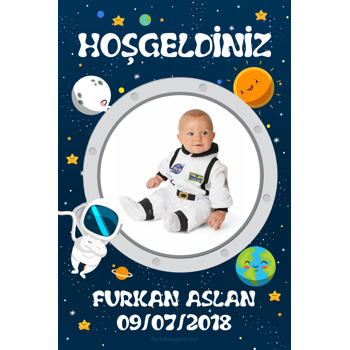 Astronot Temalı Doğum Günü Afiş