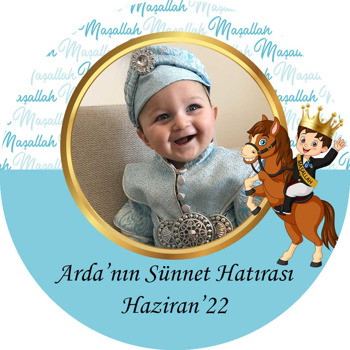 At ile Sünnet Çocuğu Açık Mavi Maşallah Fon Temalı Sticker