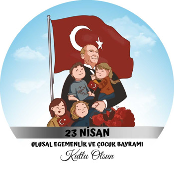 Atatürk ile Çocuklar ve Bayrak Temalı Sticker