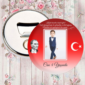 Atatürk ve Bayrak Temalı Resimli Magnet Açacak