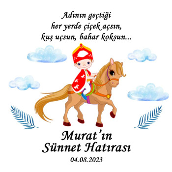 Atlı Sünnet Çocuğu ile Bulutlar Temalı Sticker