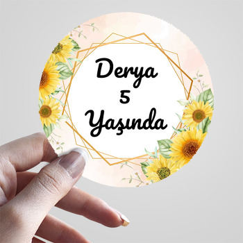 Ayçiçeği ile Geometrik Çerçeve Temalı Sticker