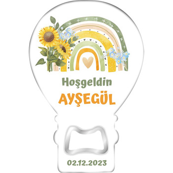 Ayçiçekli Gökkuşağı Temalı Balon Magnet Açacak