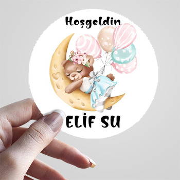 Ayda Balonlu Kız Ayıcık Temalı Sticker