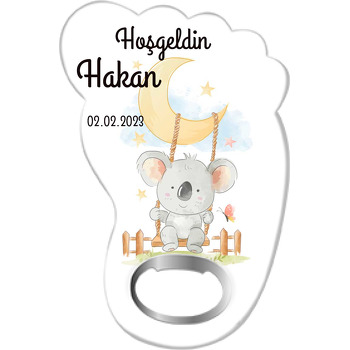 Ayda Sallanan Koala Temalı Ayak İzi Magnet Açacak