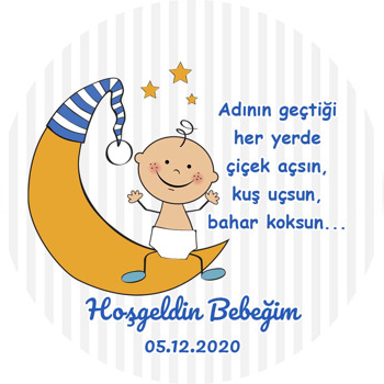 Aydede ile Erkek Bebek Temalı Akrilik Daire Magnet