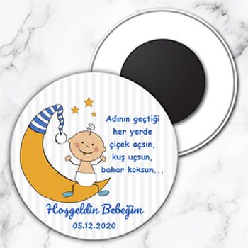 Aydede ile Erkek Bebek Temalı Daire Plastik Magnet