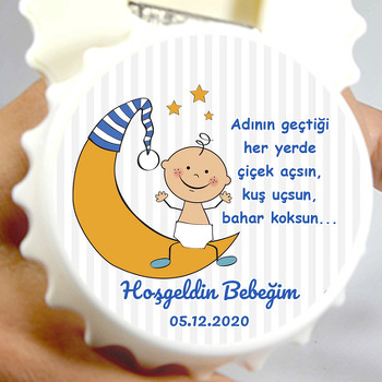 Aydede ile Erkek Bebek Temalı Kapak Şekilli Magnet Açacak