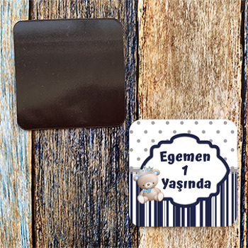 Ayıcık Erkek Temalı Kare Magnet