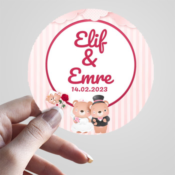 Ayıcık Gelin ile Damat Temalı Sticker