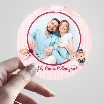 Ayıcık Gelin ile Damat Temalı Sticker