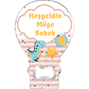 Ayıcık ile Yıldız Balon Pembe Fon Temalı Balon Magnet Açacak