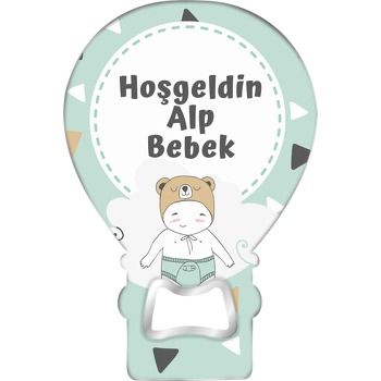 Ayıcık Şapkalı Bebek Temalı Balon Magnet Açacak