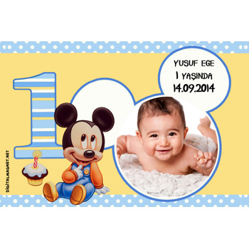 Baby Mickey Mouse Temalı 1 Yaş Plastik Magnet