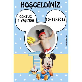 Baby Mickey  Temalı Doğum Günü Afiş