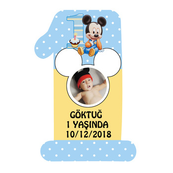 Baby Mickey Temalı Doğum Günü Magnet