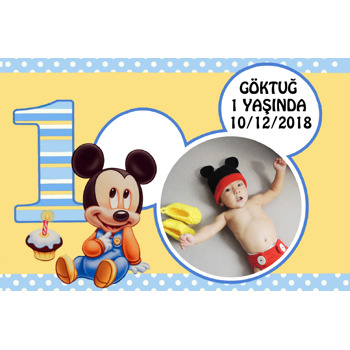 Baby Mickey Temalı Doğum Günü Magnet