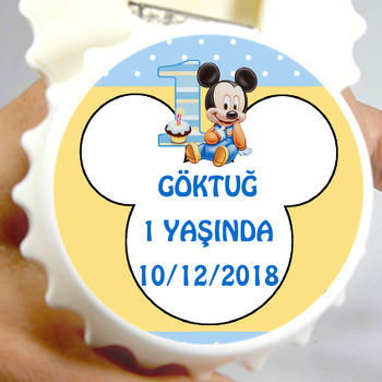 Baby Mickey Temalı Kapak Şekilli Magnet Açacak