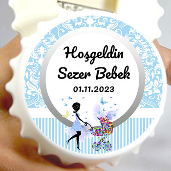 Baby Shower Erkek Bebek Temalı Kapak Şekilli Magnet Açacak