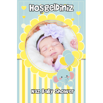 Baby Shower Fil Temalı Doğum Günü Afiş