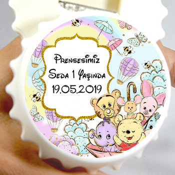 Baby Winnie The Pooh Temalı Kapak Şekilli Magnet Açacak