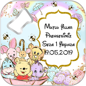 Baby Winnie The Pooh Temalı Kare Magnet Açacak