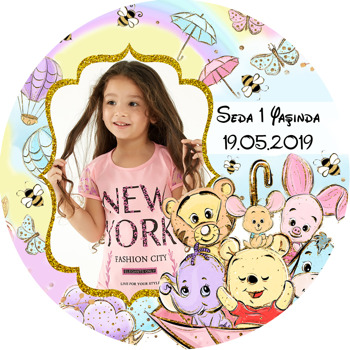 Baby Winnie The Pooh Temalı Resimli Sticker