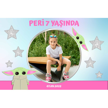 Baby Yoda Temalı Doğum Günü Afiş