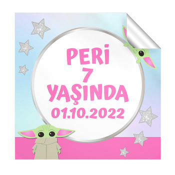 Baby Yoda Temalı Kare Parti Etiket