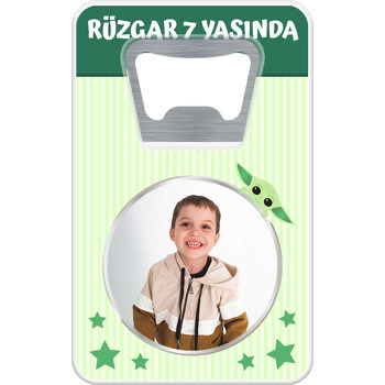 Baby Yoda Yeşil Fon Temalı Dikdörtgen Magnet Açacak