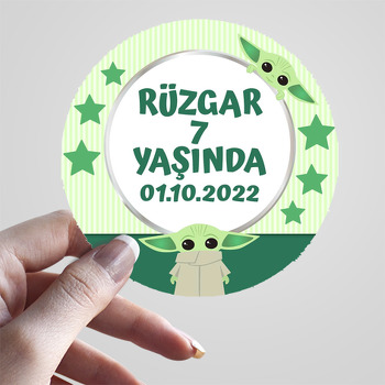 Baby Yoda Yeşil Fon Temalı Sticker