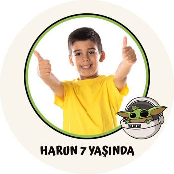 Baby Yoga ile Uzay Gemisi Temalı Yapışkanlı Sticker