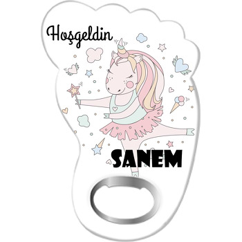 Balerin Unicorn ile Renkli Yıldızlar Temalı Ayak İzi Magnet Açacak