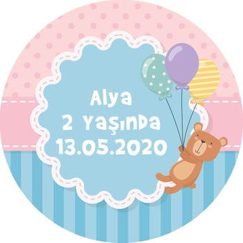 Balonlu Ayıcık Temalı Sticker