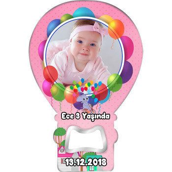 Balonlu Fil Pembe Temalı Balon Magnet Açacak