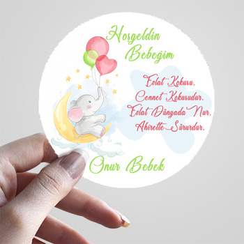 Balonlu Fil Temalı Sticker