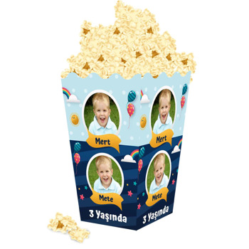 Balonlu İkiz Erkek Temalı Popcorn Kutusu