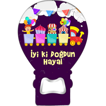 Balonlu Kız ile Tren Lokomotifi Temalı Balon Magnet Açacak