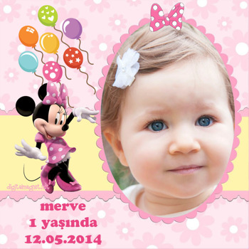 Balonlu Minnie Mouse Temalı   Kare Parti Afiş