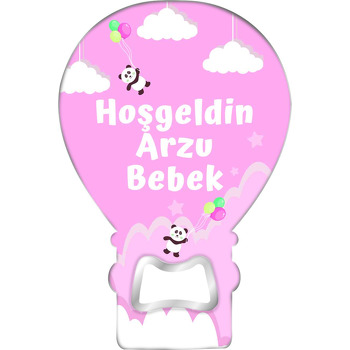 Balonlu Uçan Pandalar Pembe Fon Temalı Balon Magnet Açacak