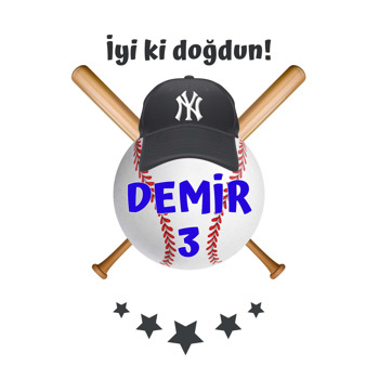 Baseball Topu ile Şapkası Temalı Doğum Günü Afiş