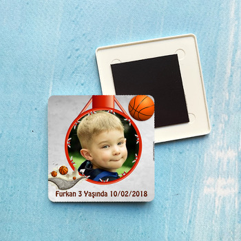 Basketbol Temalı Kare Plastik Kare Magnet