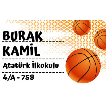 Basketbol Topları ile Geometrik Fon Temalı Defter Etiketi