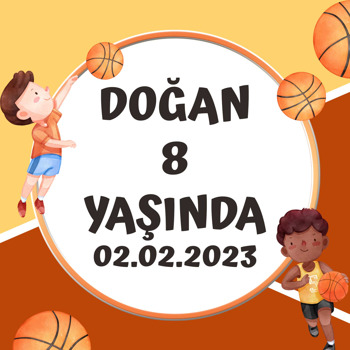 Basketbolcu Temalı Kare Doğum Günü Parti Afiş