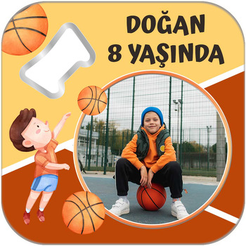 Basketbolcu Temalı Kare Magnet Açacak